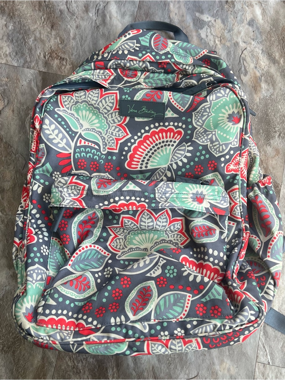 Vera Bradley Backpack Gray Floral Print Multicolor Backpack Like New Condition
